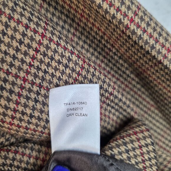 Pendleton Wool Houndstooth Blazer 6 British Spice LeatherTrim Tailored Deadstock - Picture 7 of 10